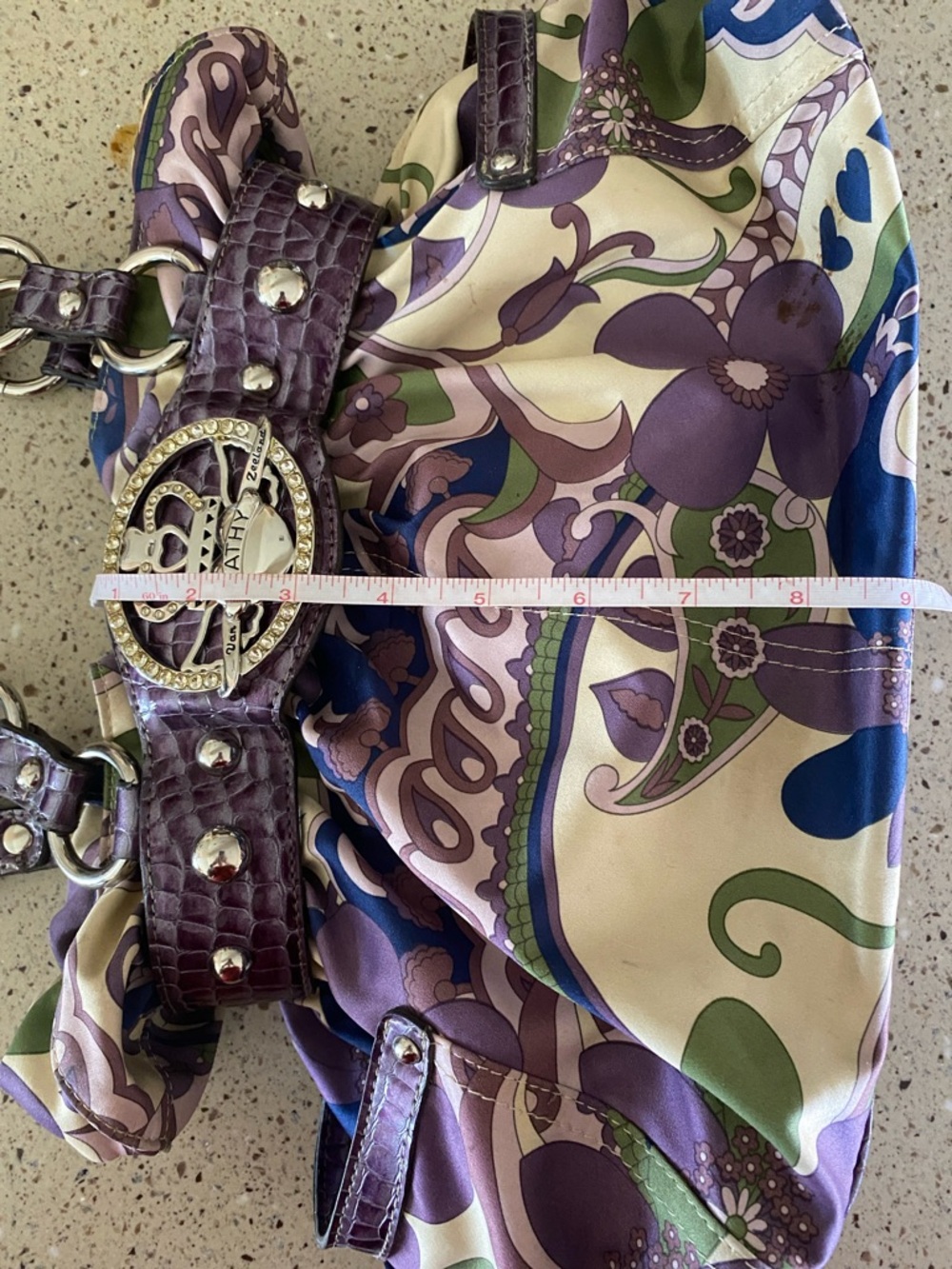 Kathy van Zeeland Purple Floral Pattern Hobo    Purse - Picture 14 of 15